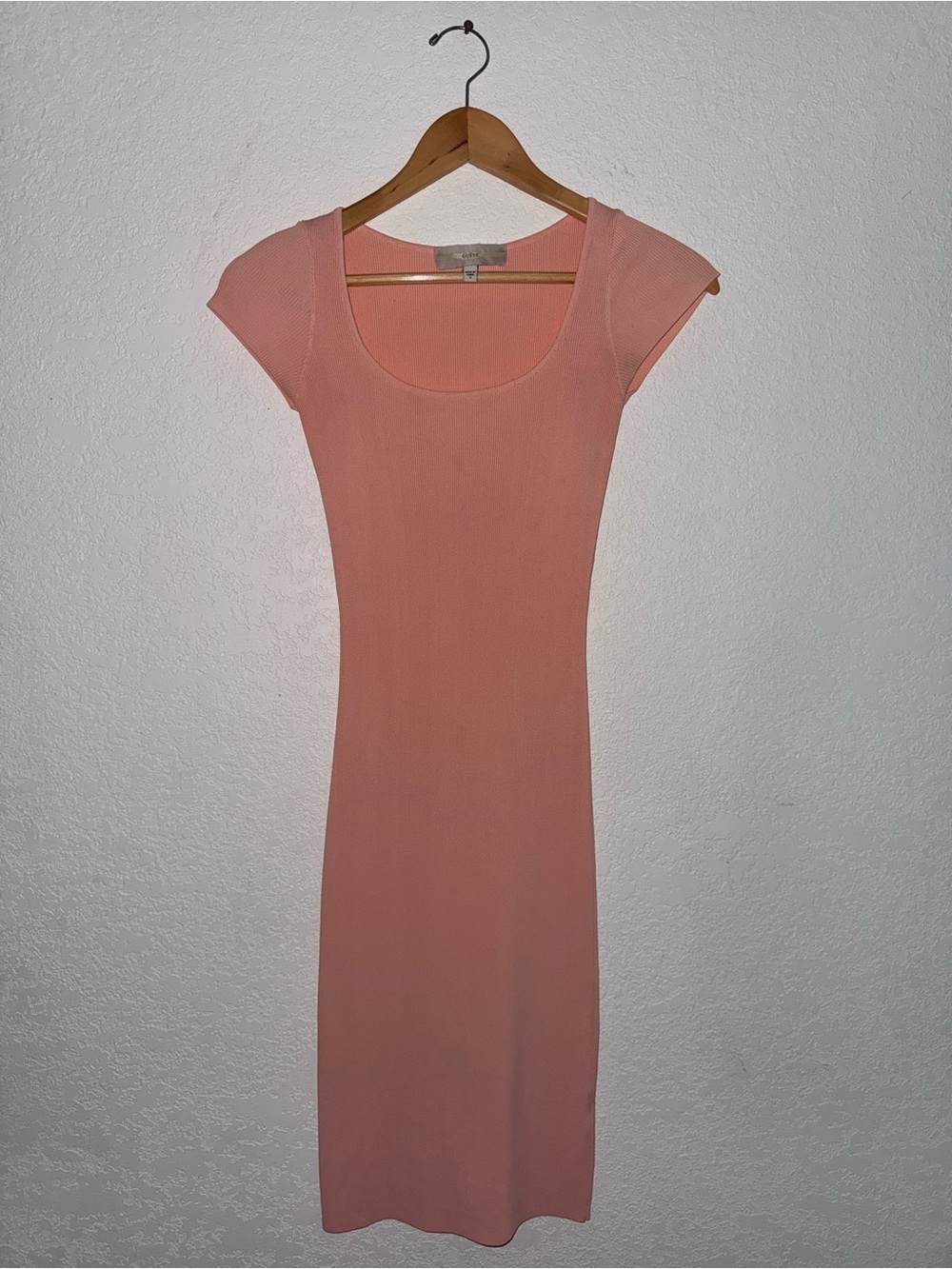 Guess Baby Pink Scoop Neck Midi Dress